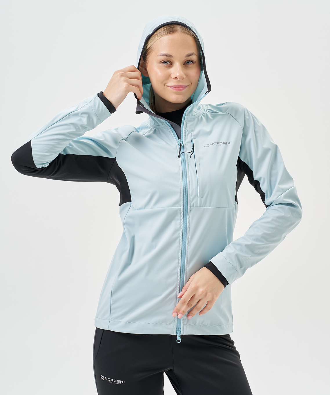 Тренировочная куртка Nordski PRO TOUR HOOD Aqua/Black W