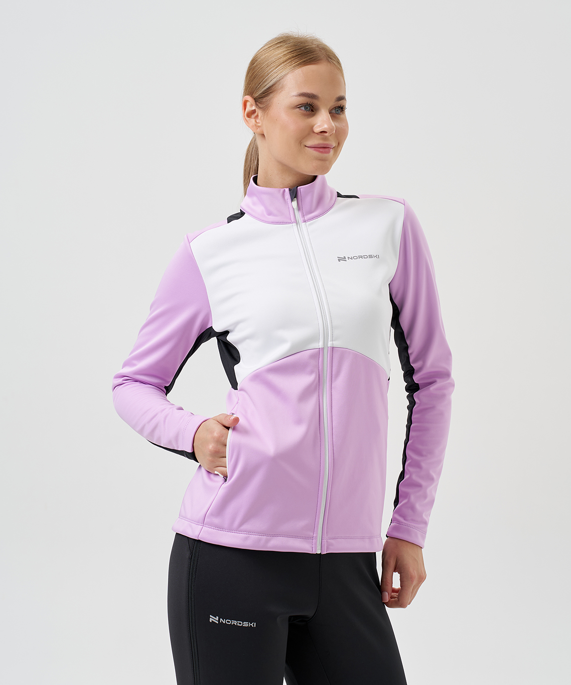 Тренировочная куртка Nordski Advance White/Orchid/Black W